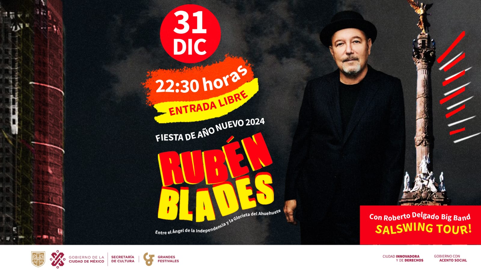 Rubén Blades cerrará el año con concierto. Foto de Secretaría de Cultura CDMX